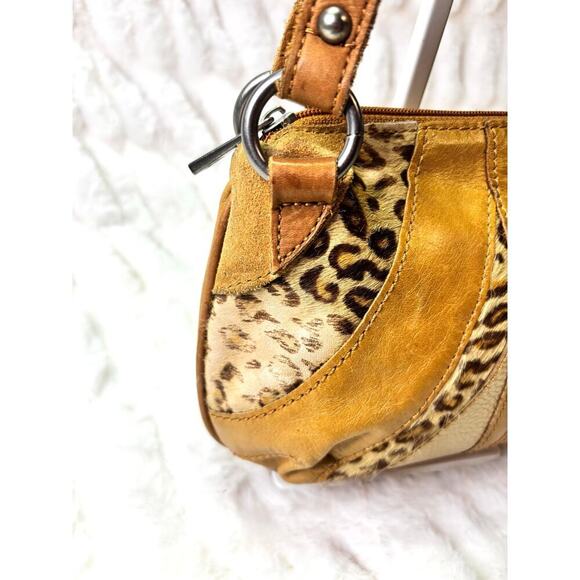 Women's Fossil Tan Leopard Print Faux Fur & Leather Mini Baguette handbag - Picture 8 of 8
